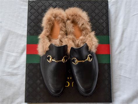 brown gucci fur loafers